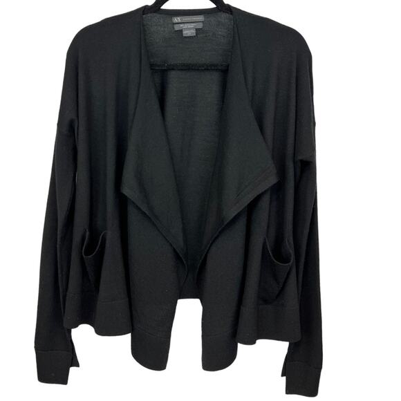 Armani Exchange 100% merino wool soft open cardigan sweater drape - Picture 5 of 12